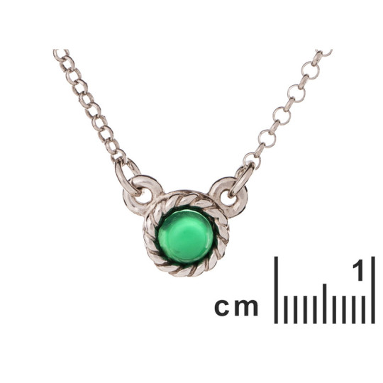 Collar redondo de ágata verde, plata 925 rodiada, largo ajustable 40+5 cm