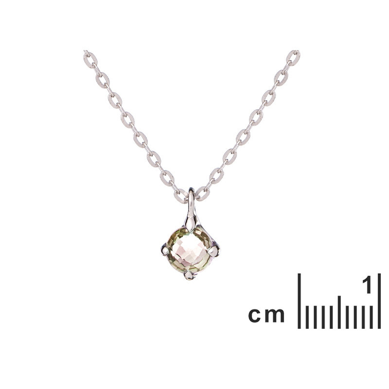 Collar de cuarzo amarillo natural, plata 925 rodiada, largo ajustable 42+3 cm