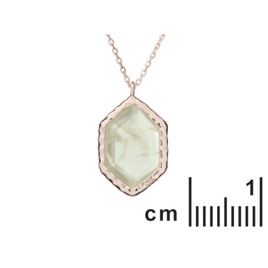 Grüne Prehnitkette, rhodiniertes 925er Silber, verstellbare Länge 42+3 cm