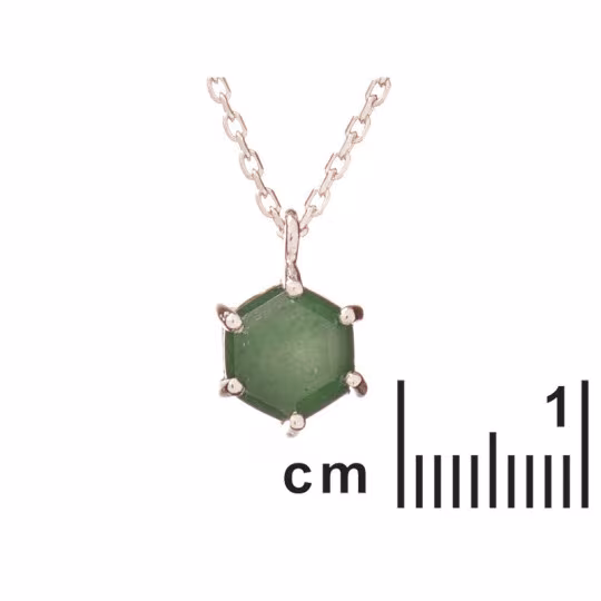 Collier en aventurine verte, argent 925 rhodié, longueur ajustable 42+3 cm