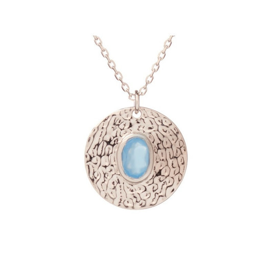 Collar de calcedonia azul, plata 925 rodiada, largo ajustable 42+3 cm