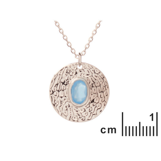 Collar de calcedonia azul, plata 925 rodiada, largo ajustable 42+3 cm