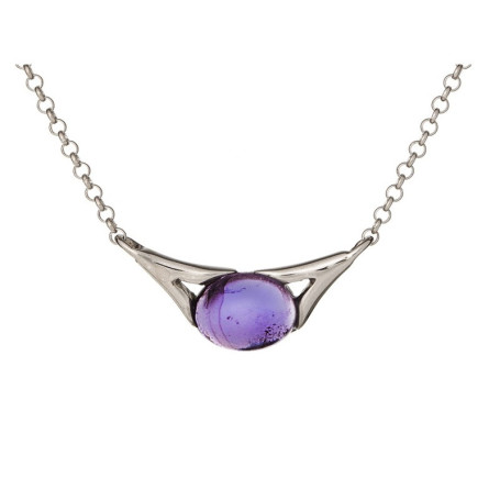 Collana in agata blu naturale, argento 925 rodiato, lunghezza regolabile 40+3 cm