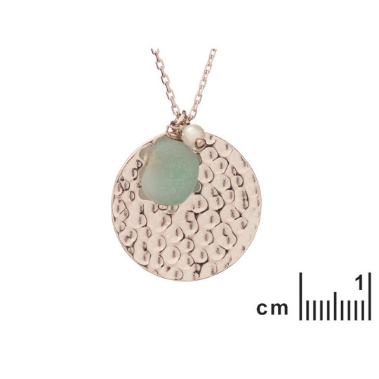 Collana in amazzonite e perle, argento 925 rodiato, lunghezza regolabile 42+3 cm