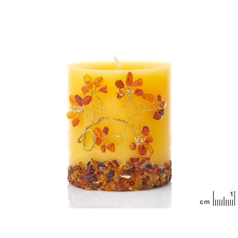 Bougie en ambre, 9x8 cm