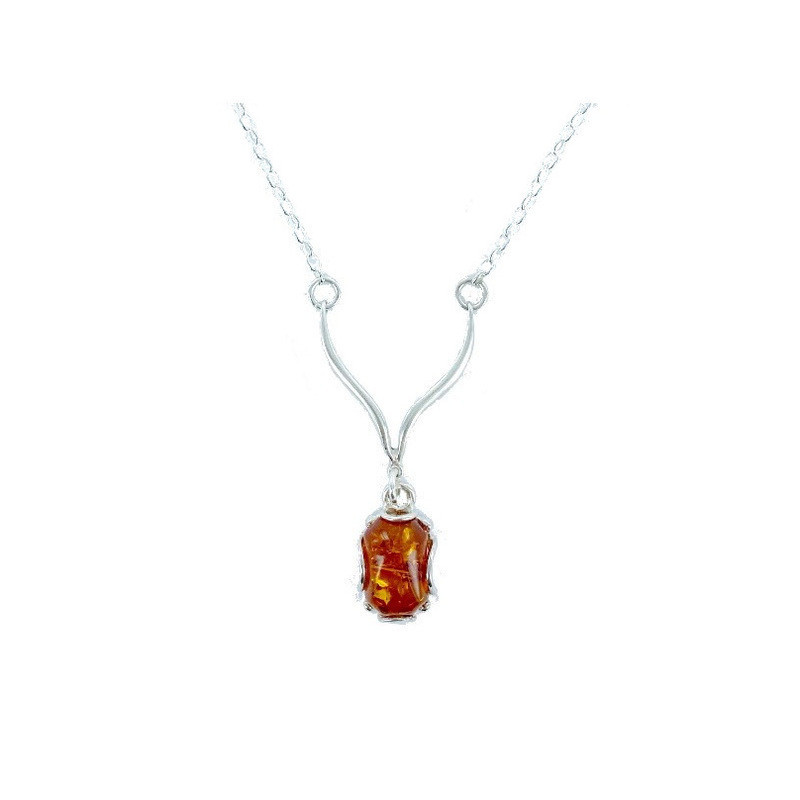 Cognac amber necklace, 925 silver, 41+4 cm