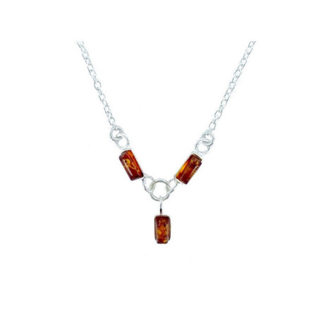 Natürliche Cognac-Bernsteinkette, 925 Silber, 41+4 cm