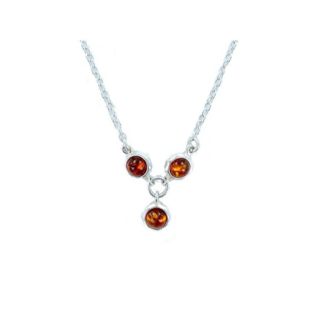 Natural cognac amber necklace, 925 silver, adjustable 42+4 cm