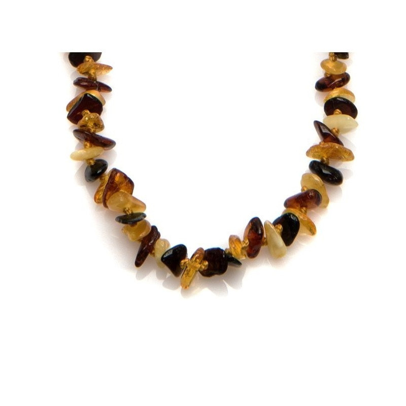 Babykette aus mehrfarbigen Bernsteinsplittern, Clipverschluss, Länge 32 - 33 cm
