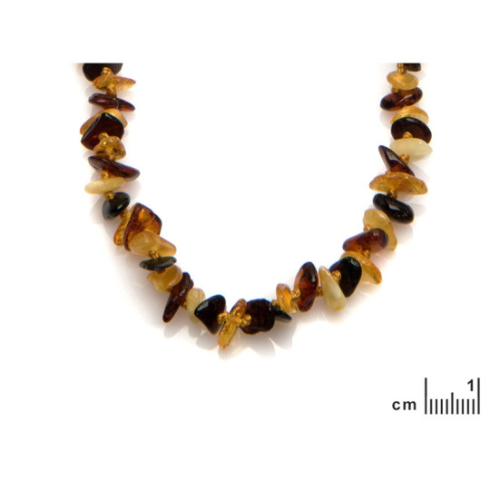 Babykette aus mehrfarbigen Bernsteinsplittern, Clipverschluss, Länge 32 - 33 cm