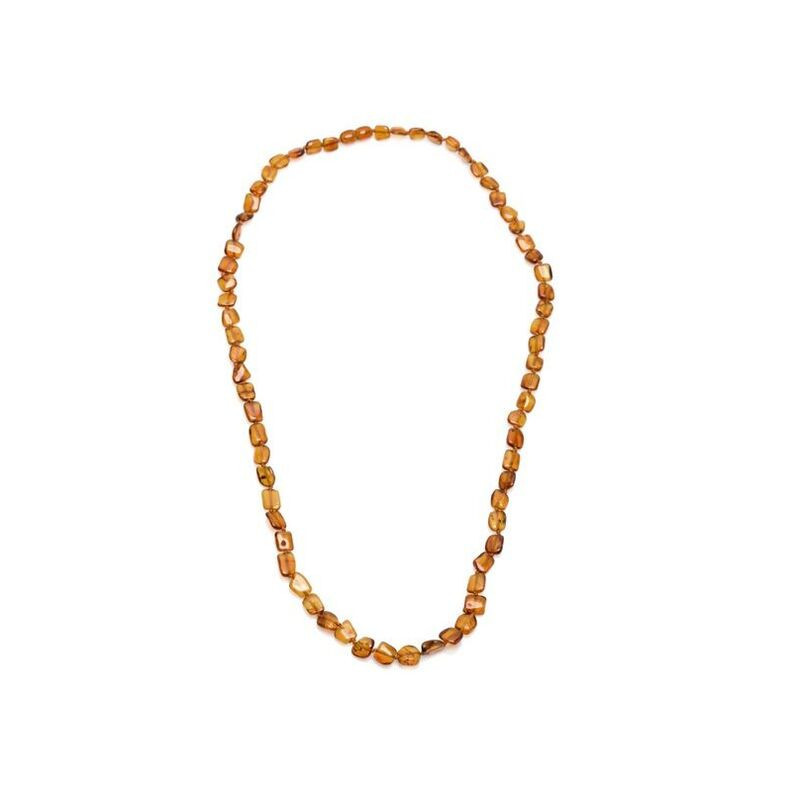Collier d'ambre cognac naturel de la mer Baltique irrégulier, longueur 70 cm