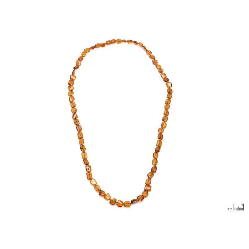 Collier d'ambre cognac naturel de la mer Baltique irrégulier, longueur 70 cm