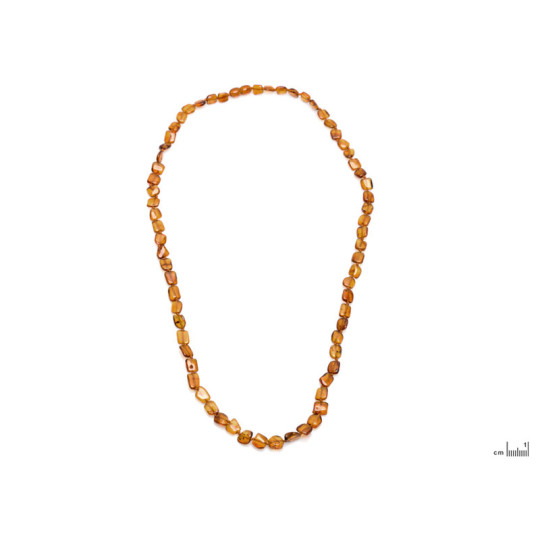 Collier d'ambre cognac naturel de la mer Baltique irrégulier, longueur 70 cm