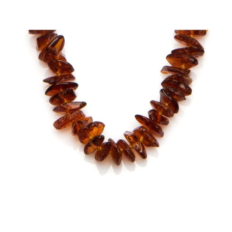 Natürliche Ostsee-Cognac-Bernsteinkette Splitter, Länge 60 cm