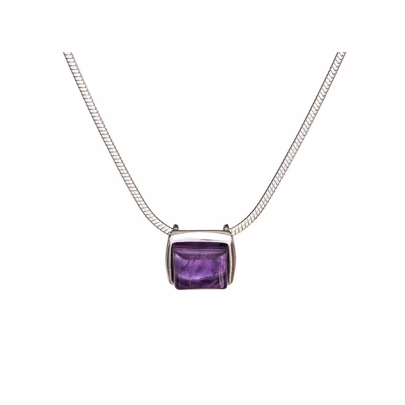Collar de amatista morada natural, plata 925 rodiada, ajustable 42+3 cm