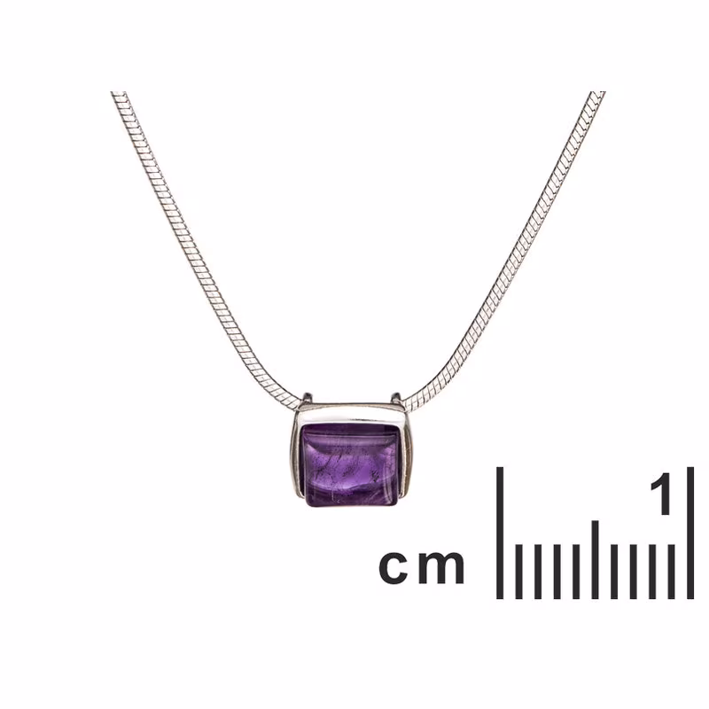 Collar de amatista morada natural, plata 925 rodiada, ajustable 42+3 cm