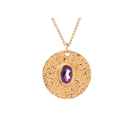 Purple amethyst necklace, gold plated 925 silver, adjustable length 42+3 cm