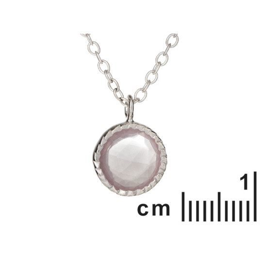 Collar de cuarzo rosa, plata 925 rodiada, largo ajustable 42+3 cm
