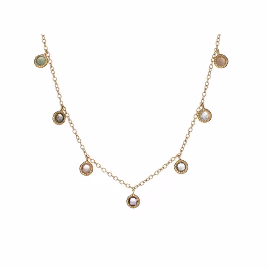 Collar multipiedra multicolor, plata 925 dorado , largo ajustable 42+3 cm