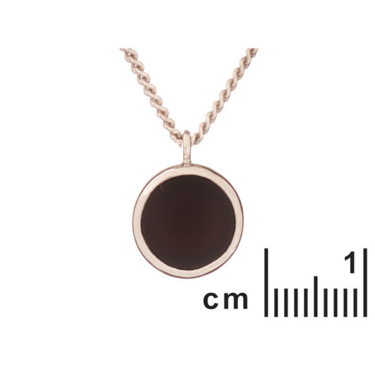 Natural black onyx necklace, rhodium-plated 925 silver, adjustable length 42+3 cm
