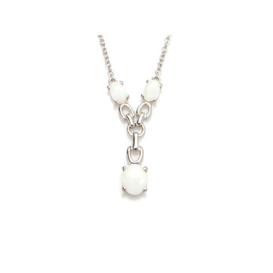 Collar ovalado de ópalo blanco australiano, plata 925 rodiada