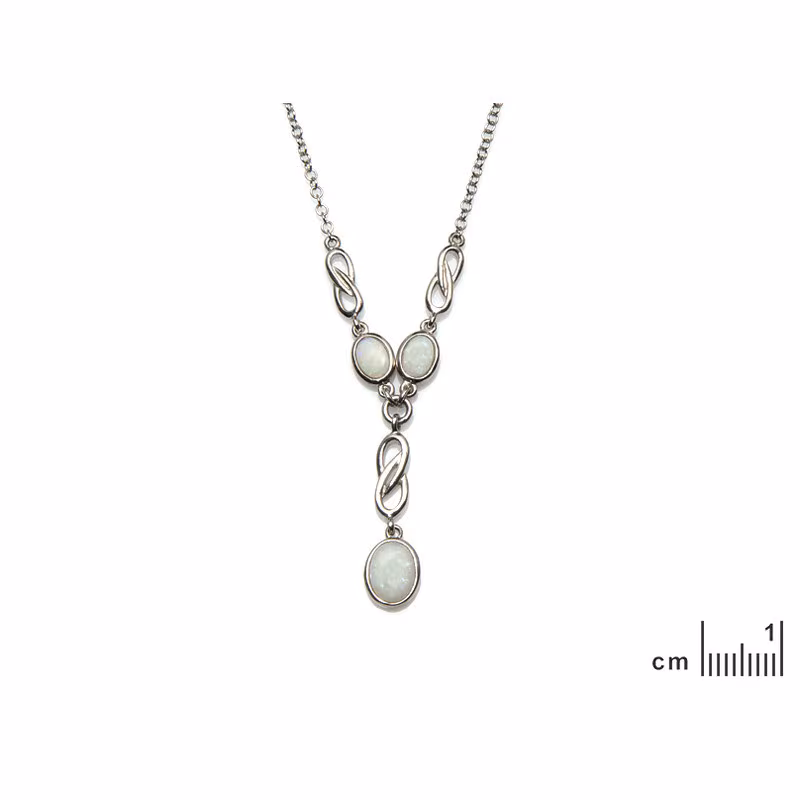 Collar de ópalo blanco, plata 925 rodiada, 42+3 cm