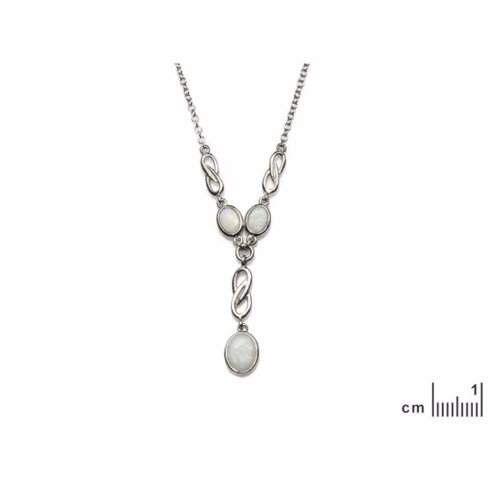 Collar de ópalo blanco, plata 925 rodiada, 42+3 cm