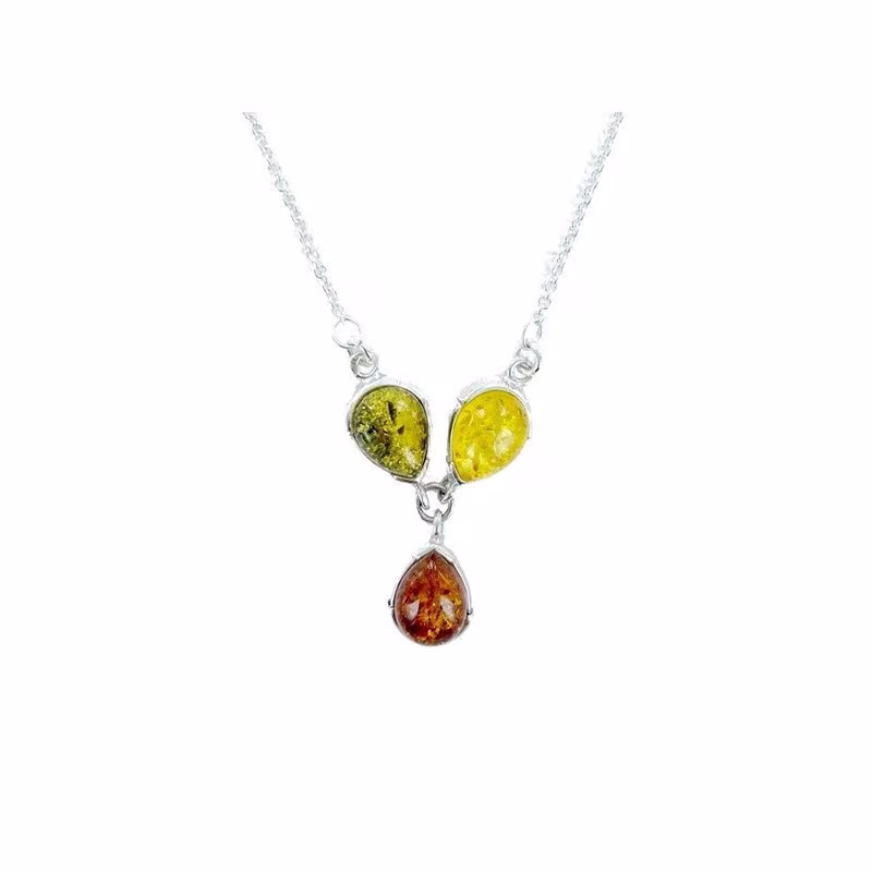 Collier en ambre naturel de la mer Baltique, en argent 925