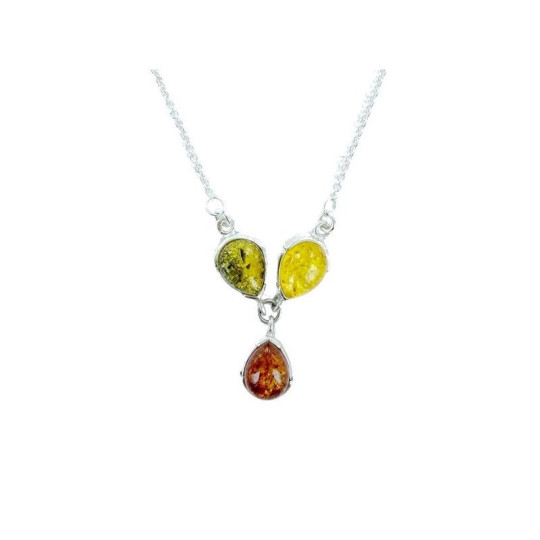 Collana in ambra naturale del Mar Baltico, argento 925
