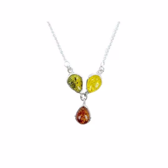 Collier en ambre naturel de la mer Baltique, en argent 925