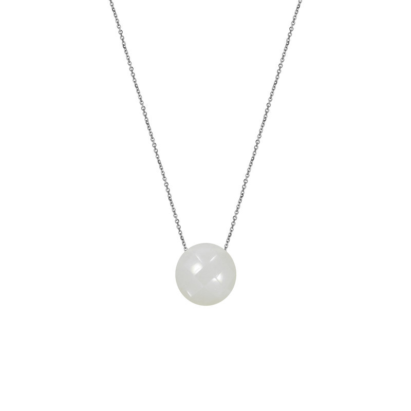 Collier en pierre de lune naturelle, en argent 925 rhodié