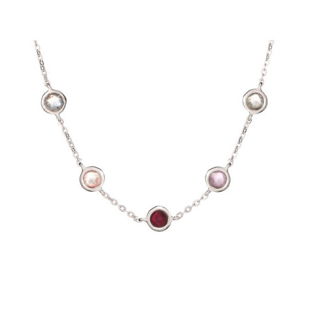 Collar multipiedra, plata 925 rodiada, largo ajustable 42+3 cm