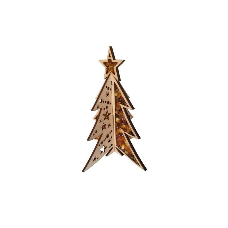Birch and amber tree decoration, 13.5x11 cm