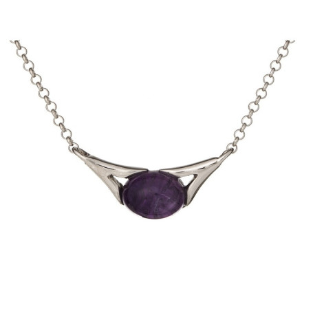 Collar de amatista morada, plata 925 rodiada, largo ajustable 40+3 cm