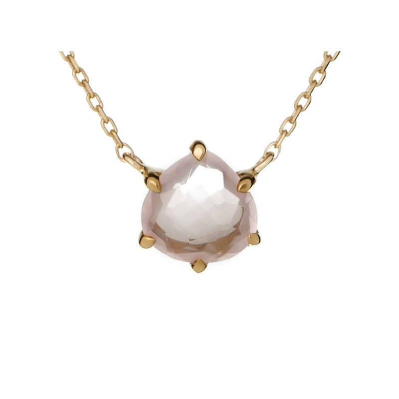 Rose quartz heart necklace, 925 silver gold plated , adjustable length 42+3 cm