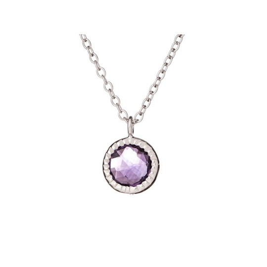 Collier en améthyste, argent 925 rhodié, longueur ajustable 42+3 cm