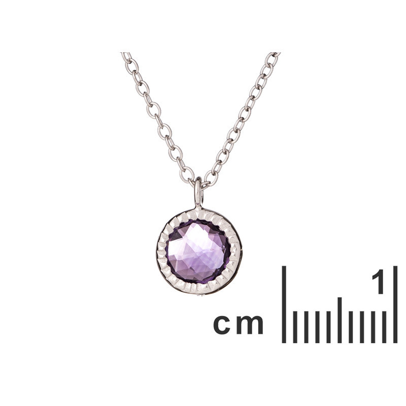 Amethyst necklace, rhodium-plated 925 silver, adjustable length 42+3 cm