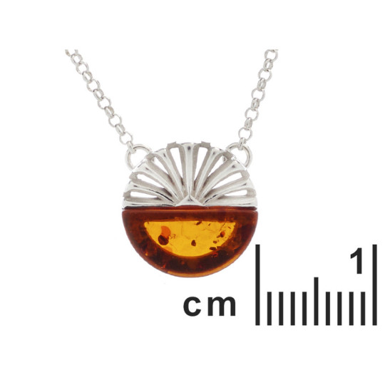Natural cognac amber necklace, rhodium-plated 925 silver, adjustable length 45+5 cm
