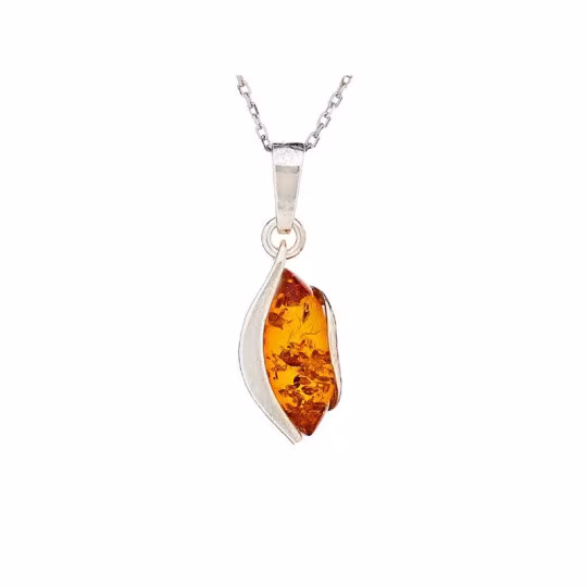 Natural cognac amber pendant, 925 silver, diameter 0.8x1.5+0.8 cm