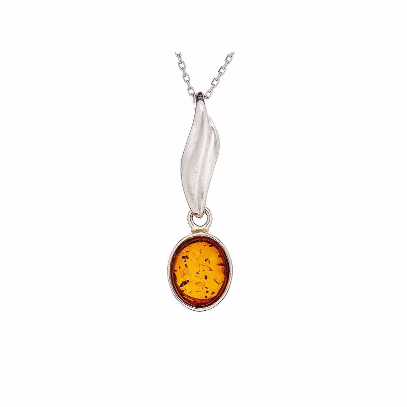 Colgante de ámbar coñac natural, plata 925