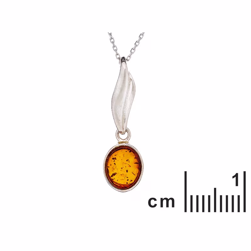 Colgante de ámbar coñac natural, plata 925