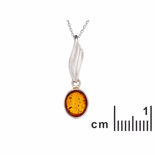 Colgante de ámbar coñac natural, plata 925