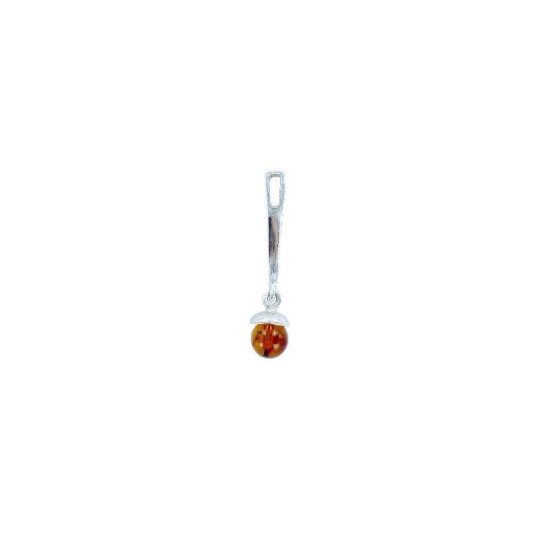 Pendentif en ambre cognac naturel, argent 925, diamètre 0,7x0,8+2 cm