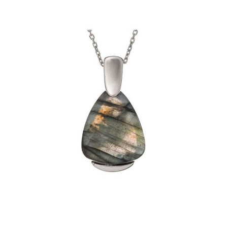 Multicolored labradorite pendant, rhodium-plated 925 silver, diameter 1.5x2.7 cm