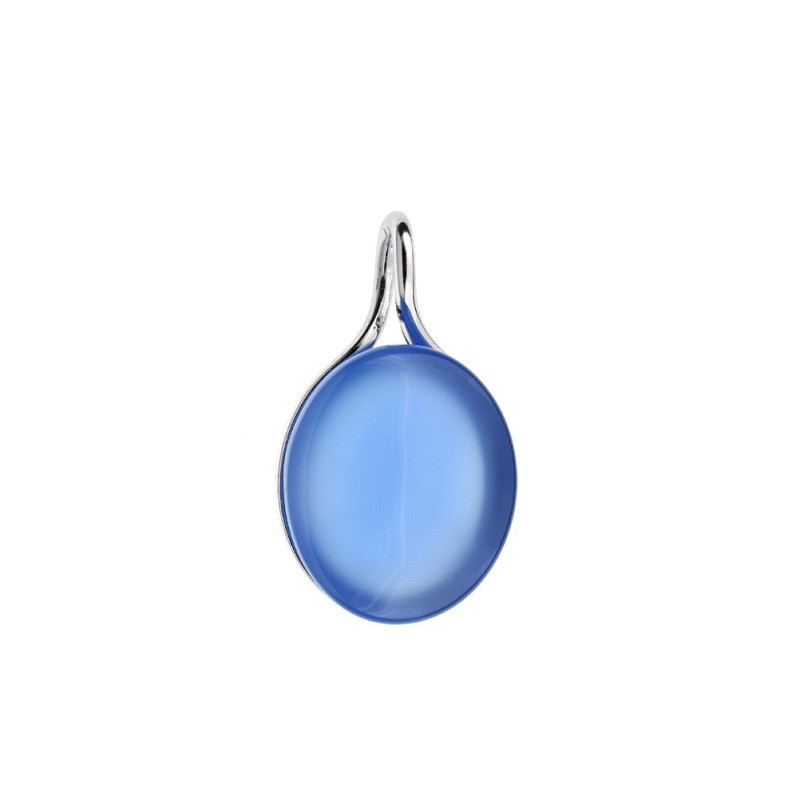 Ciondolo in agata blu naturale, argento 925 rodiato, diametro 0,7x2,5 cm
