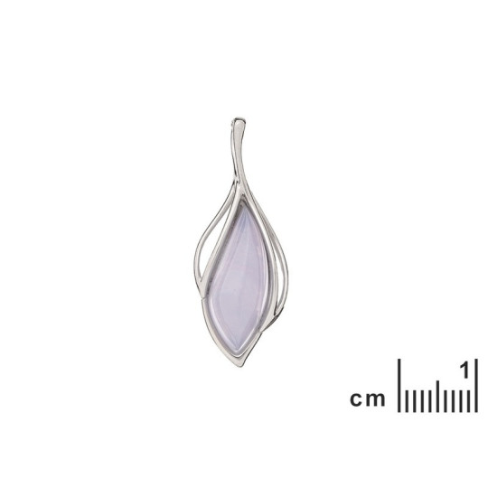 Pendentif en agate blue lace naturelle, argent 925 rhodié, diamètre 1,3x3,5 cm