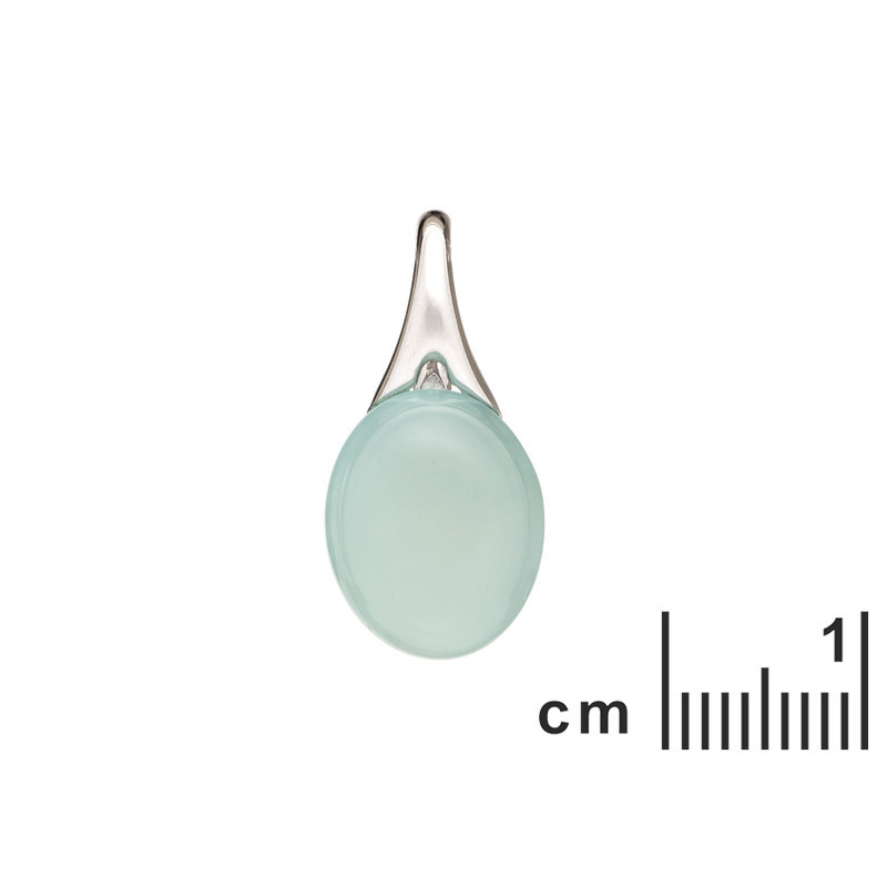 Ciondolo in agata blu naturale, argento 925 rodiato, diametro 1,2x2,5 cm