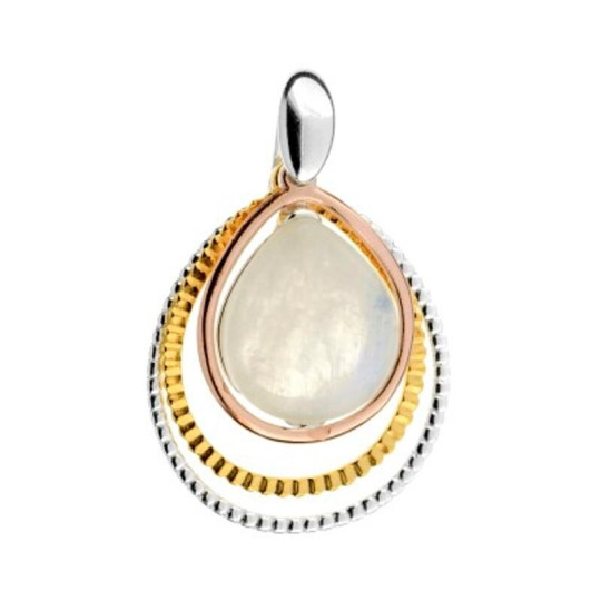 Pendentif en quartz blanc naturel, en argent 925 doré