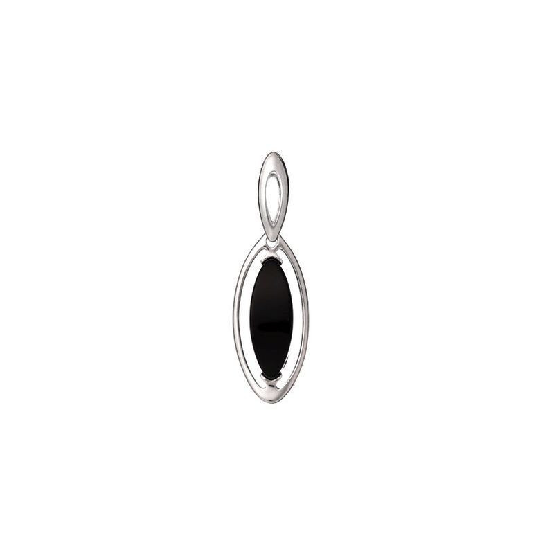 Ciondolo in agata nera naturale, argento 925 rodiato, diametro 1x4 cm