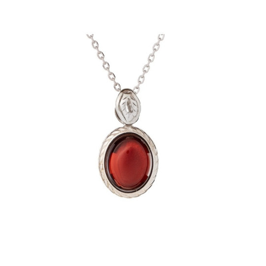 Natural red garnet pendant, aged 925 silver, diameter 1x1.2+0.6 cm